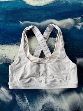 lululemon athletica White Cross-Back Mesh-Panel Sports Bra